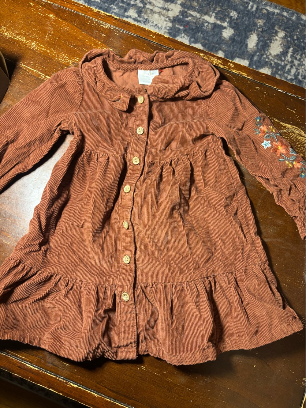 Little Co. by Lauren Conrad Toddler Girls 2T Rust Orange Corduroy Floral Dress